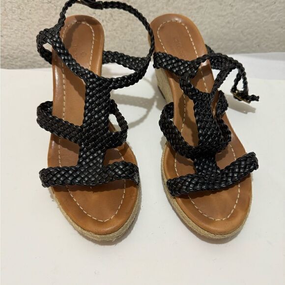 Kate Spade Espadrille woven black Wedge Heel Sandals Size 7 M - Picture 2 of 10